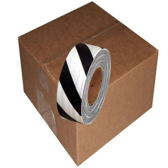 Tape Planet Black and White Safety Striped Flagging Tape 1 3/16" x 31.200 ft Roll Non-Adhesive (12 Roll/Case)