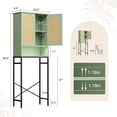 thumbnail image 5 of Conate Rattan Over The Toilet Storage Cabinet, Bathroom Storage Cabient with Rattan Doors, Metal Legs and Adjustable Shelf, Bathroom Storage Shelf Organizer, Green, 5 of 7