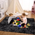 thumbnail image 4 of Memoryfield 5' x 8' Area Rug, Tie-Dye Plush Non-Skid Rug, for Bedroom Living Room Nursery, Black Gray, 4 of 8
