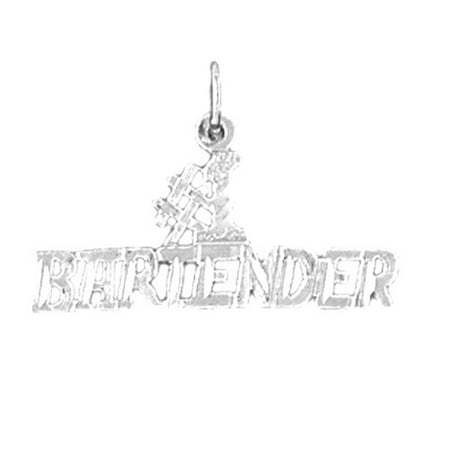 18K White Gold #1 Bartender Pendant - 15 mm