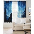 thumbnail image 2 of Black Wolf Silhouette Blackout Curtains for Bedroom Living Room Darkening Curtains 84 Inch Length 2 Panels Set Abstract Starry Night Forest Window Curtain Window Treatment Grommet Drapes 52"x84", 2 of 9