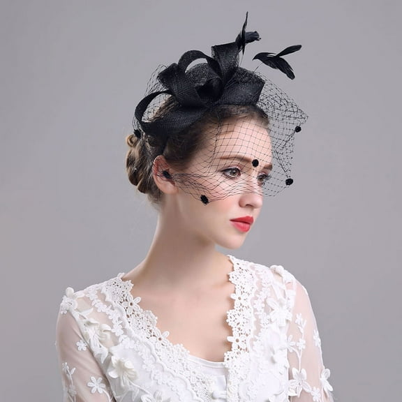 Mobutofu Fascinator Wedding Headwear Black 1Pack 8.3x7.9x2.8in