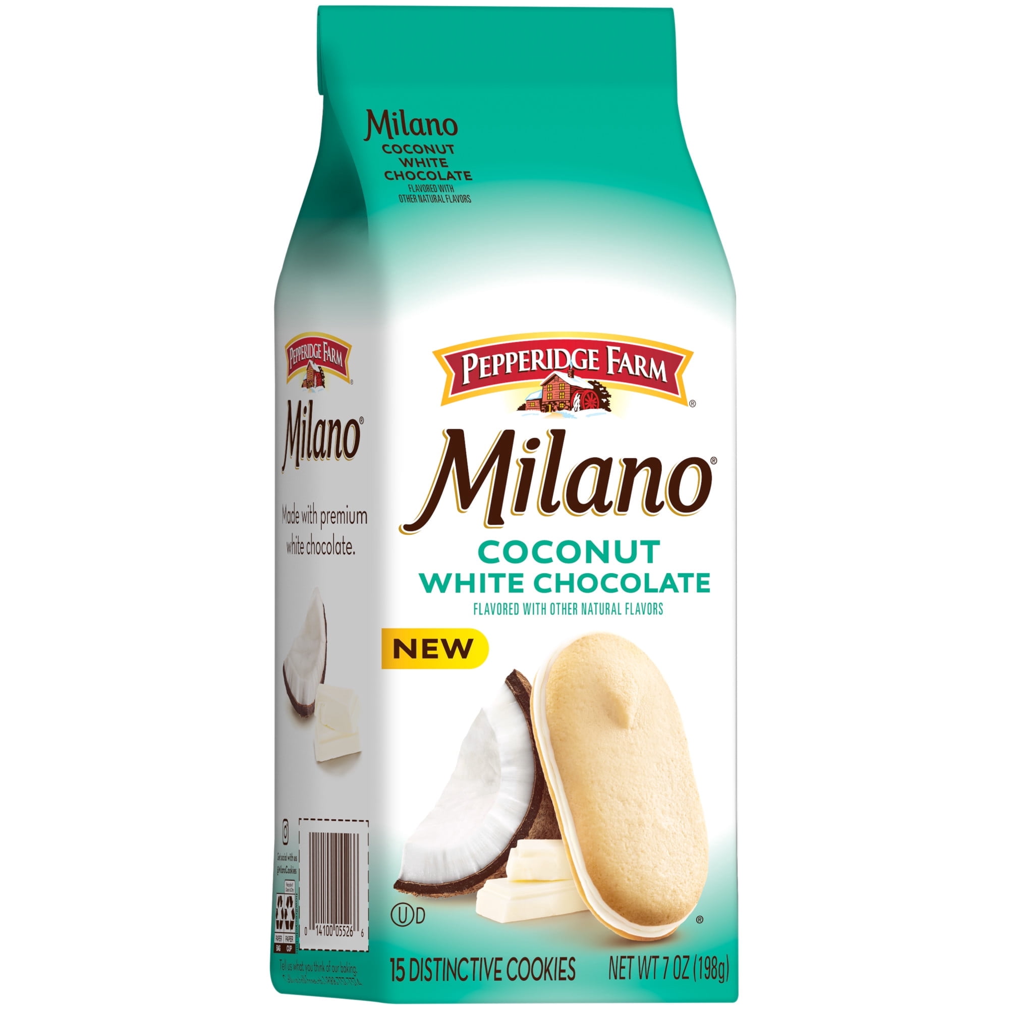 Pepperidge Farm Milano White Chocolate Coconut Flavored Cookies, 7 oz Bag - ( 4 pack )