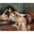 thumbnail image 3 of Henri Adrien Tanoux 14x12 Black Modern Framed Museum Art Print Titled - Odalisque with Tambourine (1914), 3 of 5