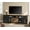 Dark Walnut and Black, variant on WAMPAT Drawer TV Stand set for ups to 85 inch TV,Entertainment Center with Sliding Barn Door,Media TV Console Table with Adjustable Shelf for Living Room Bedroom，Antique White