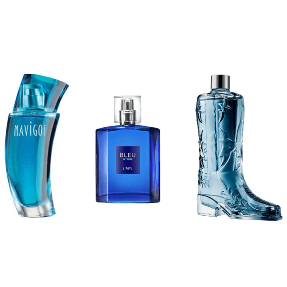 Set perfumes navigo jafra bleu intense l'bel bota wild country azul avon