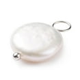 thumbnail image 3 of 10pcs Natural Baroque Pearl Keshi Pearl Pendants Cultured Freshwater Pearl with Brass Loops Flat Round Floral White Platinum 17.5x11x4.5mm Hole: 2.1~3.1mm, 3 of 5