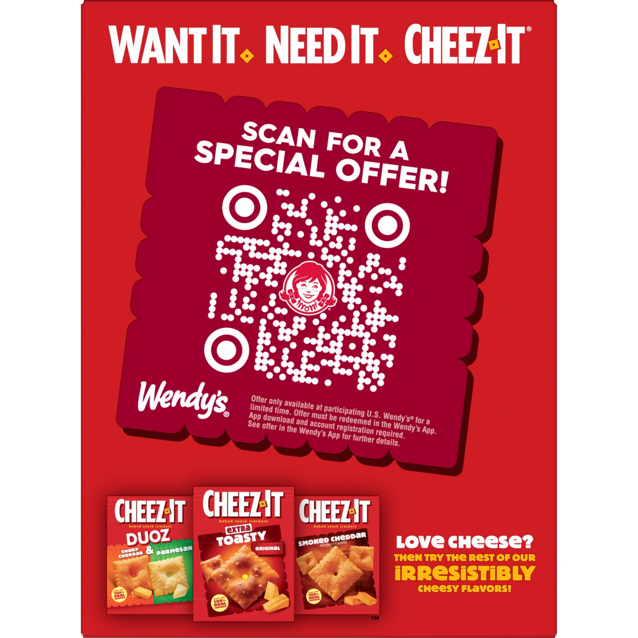Cheez-It Wendy's Baconator Baked Snack Crackers, Lunch Snacks, 12.4 oz