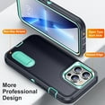 thumbnail image 4 of for iPhone 13 Pro Case Kickstand Durable 3-Layer Military Grade Protective Cover Hybrid Silicone Heavy Duty Rugged Shockproof Screen Lip Raised Protection for iPhone 13 Pro Phone Case,
Darkblue+Mint, 4 of 8