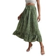 thumbnail image 1 of Txlixc, vestido Floral de verano para mujer, cintura alta, bohemio, fluido, falda oscilante, informal, línea A, cintura elástica, lazo, volante, longitud media, vestido de playa Txlixc  Casual, 1 of 7