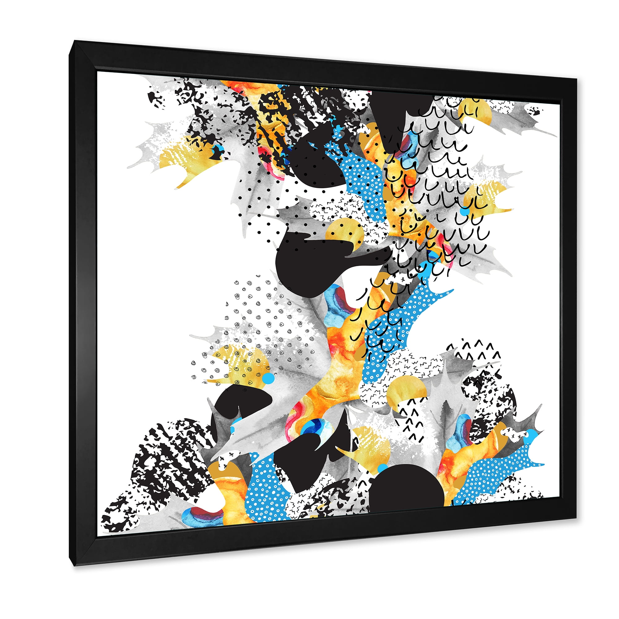 Designart 'Fluid Shapes In Bauhaus Memphis Style Minimal' Modern Framed Art Print