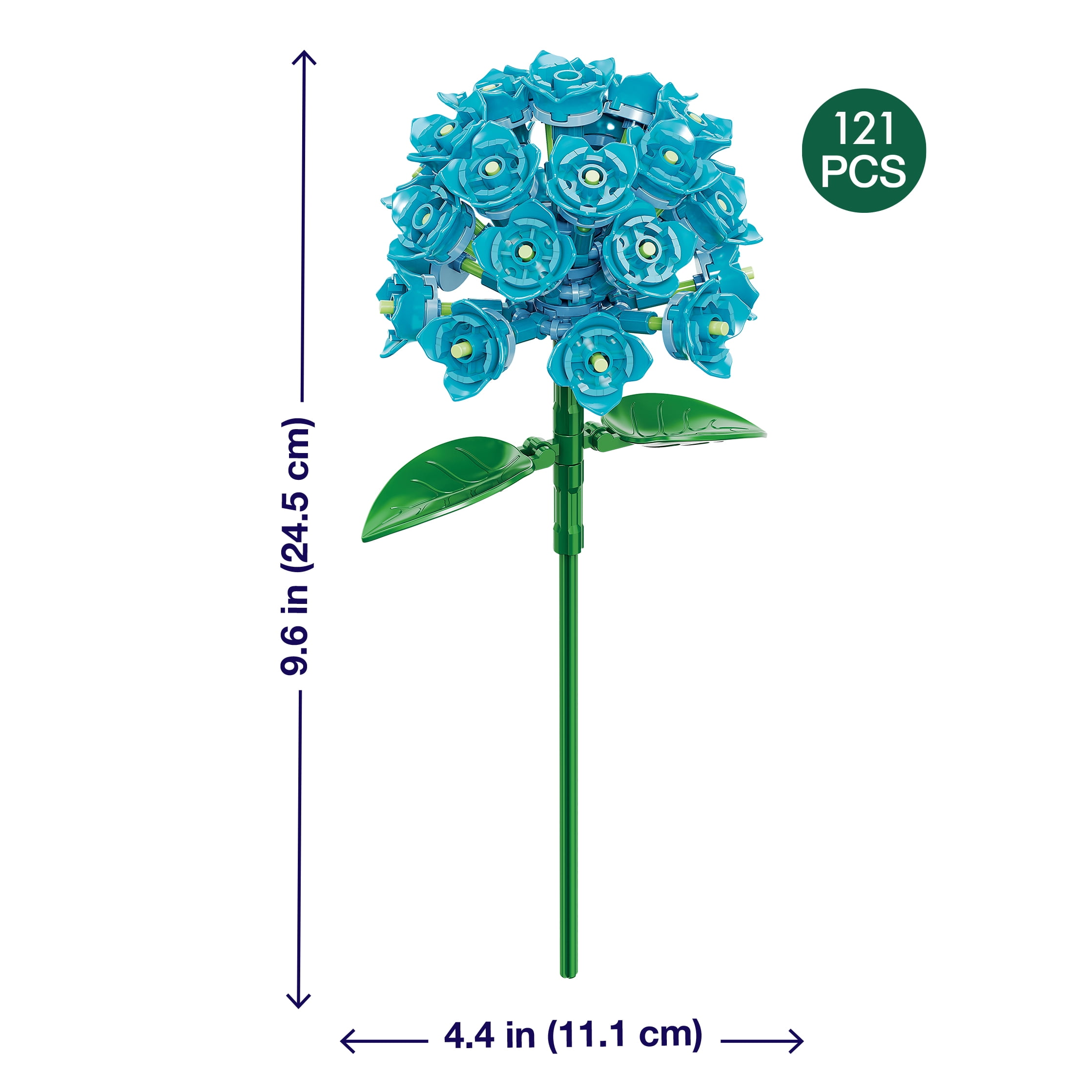 Brickcraft Bricktanicals Hydrangea Building Kit (121- Plastic Piece Set), Artificial Flower Craft, Gift for Him and Her