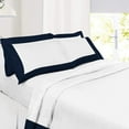 thumbnail image 2 of Sheet Set with Dual Color, 4 PC Stylish Bedding with 24" Deep Pockets, 100% Egyptian Soft & Luxury 400TC, Two Tone Cotton Bedsheets & Pillowcases - Navy Blue & White Solid, Twin-XL Size., 2 of 5