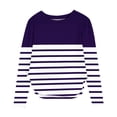 thumbnail image 2 of YUNAFFT Girls Striped Long Sleeve Round Neck T-Shirt with Side Slit Hem Soft Stretch Casual Top 4-14Y, 2 of 6