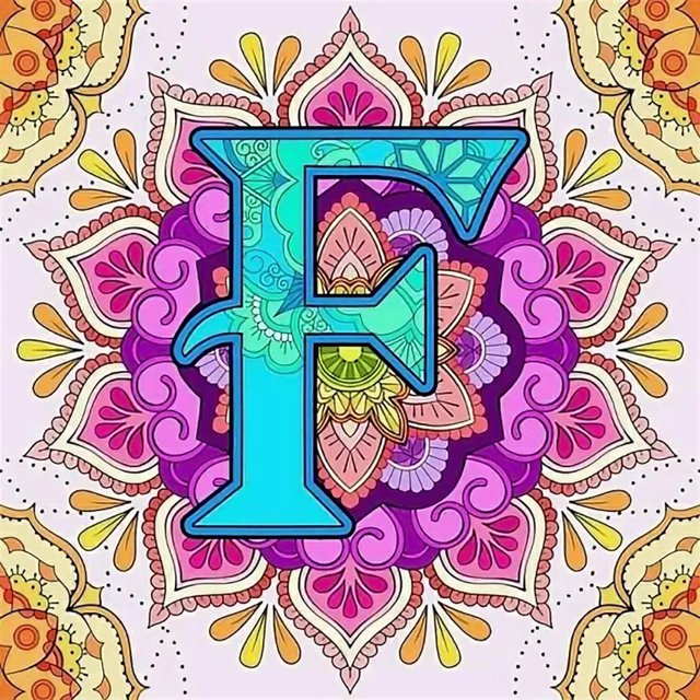 (B7479) Serie Pintura Y Caligrafía Con Letra F Mandala Diamante Resina 30*30CM