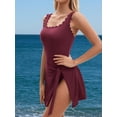 thumbnail image 6 of Asoul Scalloped Ribbed One-Piece Tummy Control Swimsuits for Women Wrap Tie Swim Dress Modest Bathing Suits with Skirts, 6 of 8