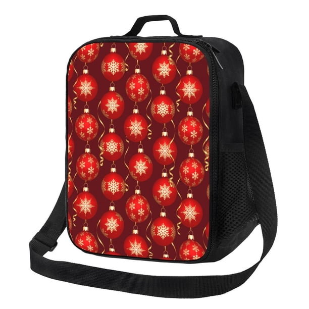 Fotbe Christmas Red Balls Lonchera Bolsa de Almuerzo para Hombres y Mujeres, Lonchera de Gran Capacidad, Bolsa de Almuerzo Reutilizable, Bolsa Térmica Aislante