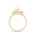 thumbnail image 2 of ANGARA Freshwater Cultured Pearl Ring with Floral Halo in 14K Yellow Gold for Women | June Birthstone, Birthday, Anniversary, Jewelry Gift for Women | Natural Pearl Ring, 2 of 8