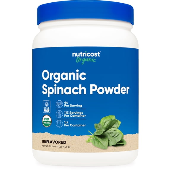 Nutricost Organic Spinach Powder 1LB - Certified Organic Supplement