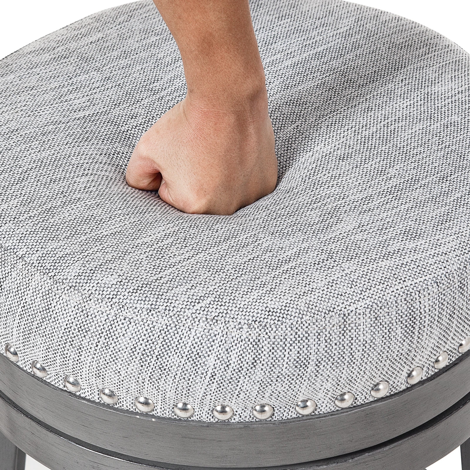 AFO Upholstered Swivel Bar Stool Set of 4 with Back - 24 Inch Counter Height Chair for Kitchen Island, Grey