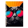 thumbnail image 2 of Cat Black Sunglasses Ring Binder Notebook Journey Note Diary College Ruled Spiral Notebook Study Loose Leaf Paper A5 60 Pages, 2 of 8
