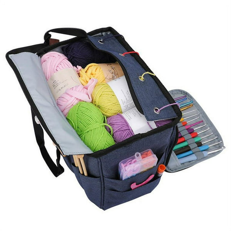 Crafts by kfrod Knitting Project Bag & Crochet Bags and Totes Organizer - Large Yarn Storage Tote - Knitting Bag Backpack Hol