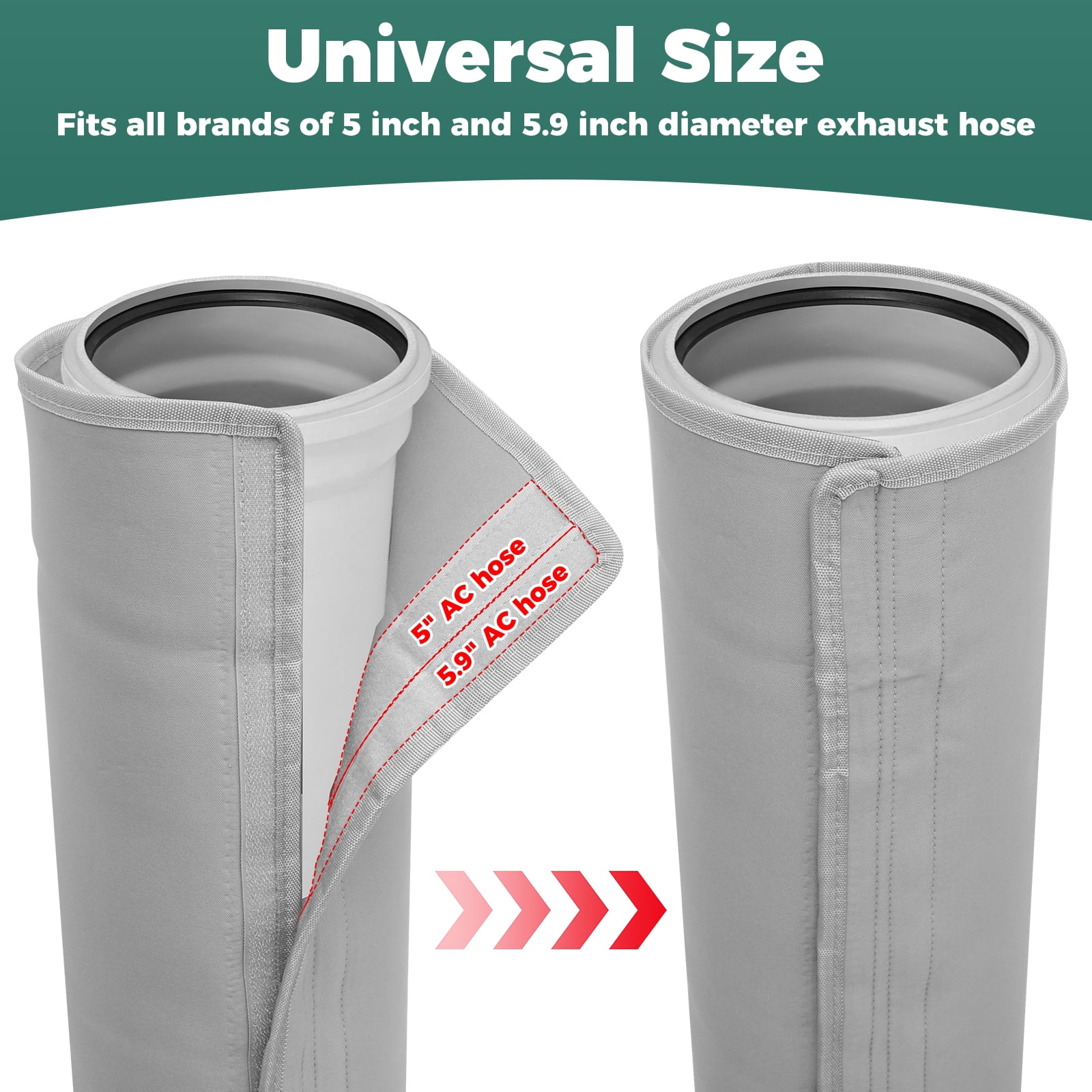 Xiyztok Air Conditioner Hose Cover Wrap Portable AC Hose Cover with Elastic Band Insulated Air Conditioner Hose Cover Universal AC Hose Duct Vent Cover Fits 5 -5.9 Inches Diameter Exhaust Hoses