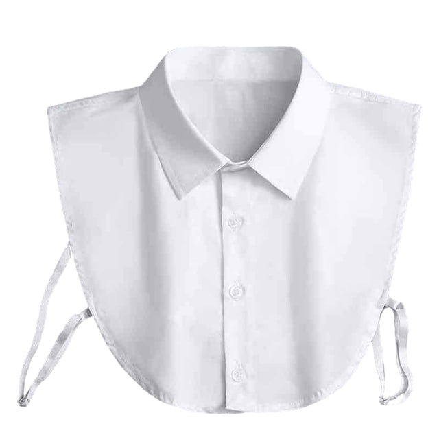CSChome Faux Col Adulte Col à Revers Simple Boutonnage Faux Col Bretelles Réglables Couleur Unie Col d'Affaires Chemise de Travail