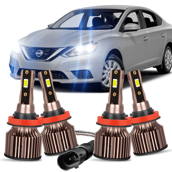Fits 2013-2023 Nissan Sentra LED Headlights Bulb H9 High Beam H11 Low Beam Replacement Kit Pack of 4