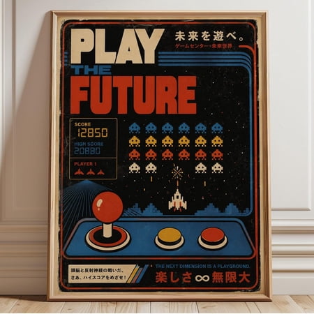 Retro Arcade Poster Vintage Gaming Wall Art Game Room Decor 80s Art Print Classic Arcade Artwork Printable Poster Unframed