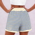 thumbnail image 4 of CALAFEBILA Shorts for Women Striped Casual Summer Knit Shorts Women Drawstring Comfy Shorts, 4 of 6