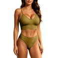 thumbnail image 2 of VBTAPA Womens Workout Sets Spaghetti Straps Sports Bra with High Waisted Panties 2 Piece Bikini Lingerie Set Gym Yoga Active Wear Matching Sets Yellow XL, 2 of 7