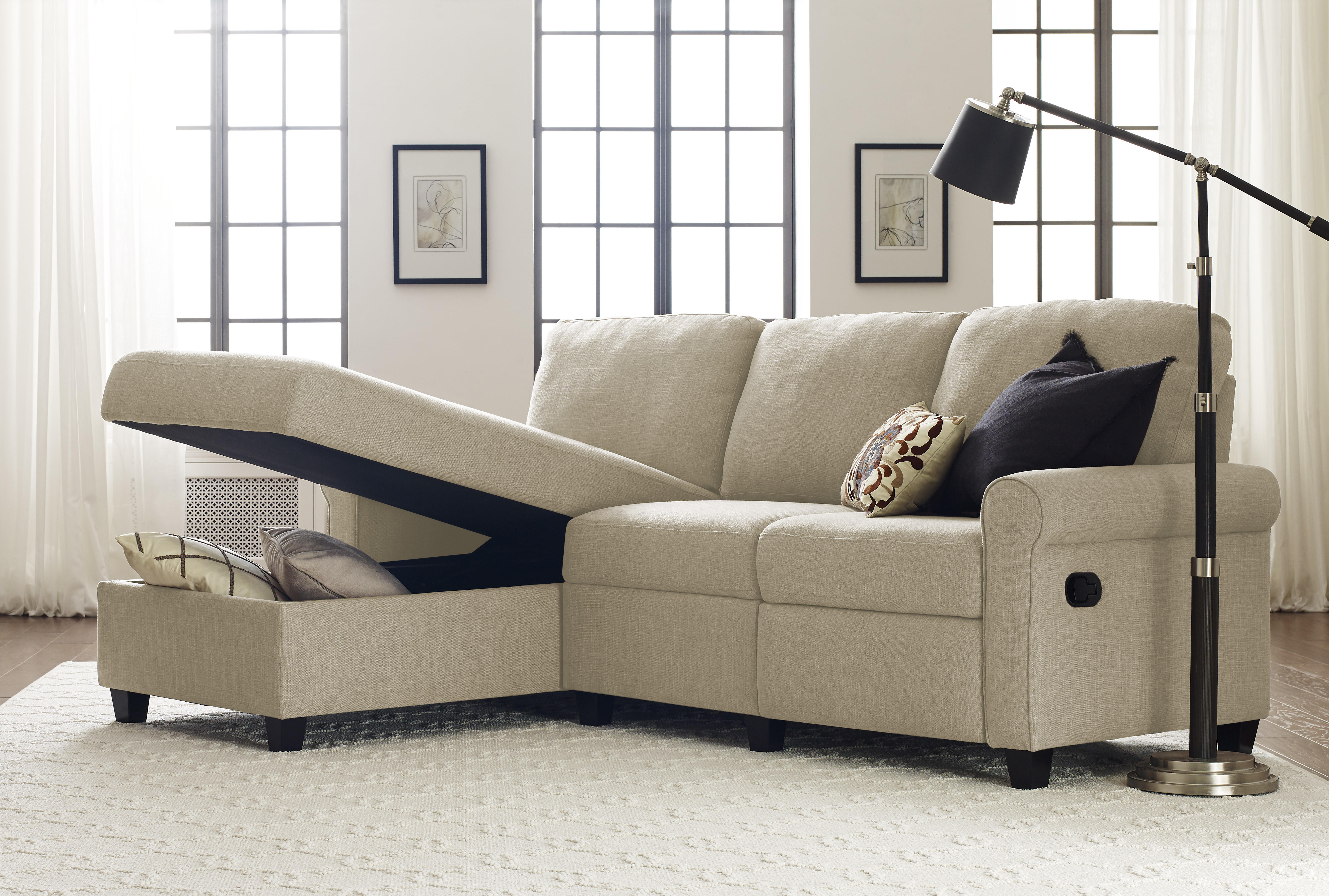 Serta Copenhagen Reclining Sectional with Left Storage Chaise - Oatmeal - image 2 of 9