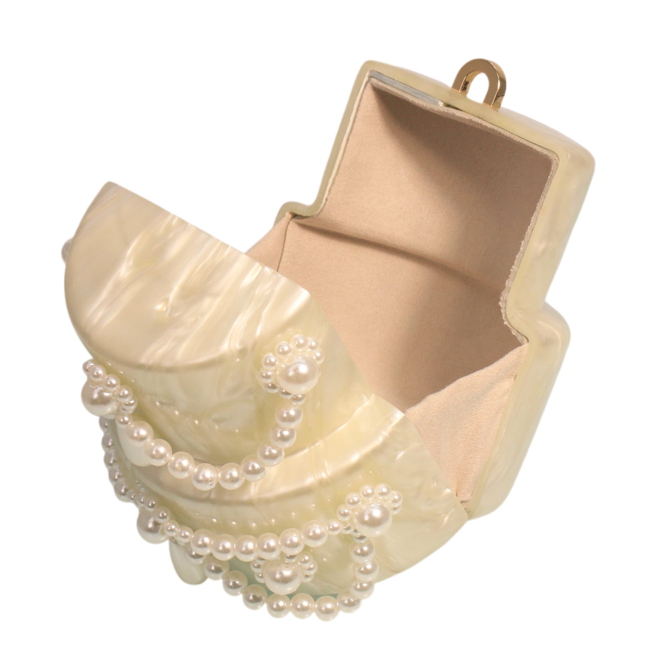Cake Shaped Acrylic Clutch Pearl Handbags Beaded Evening Bag Mini Clutch Handbag for Wedding Cocktail Party Prom