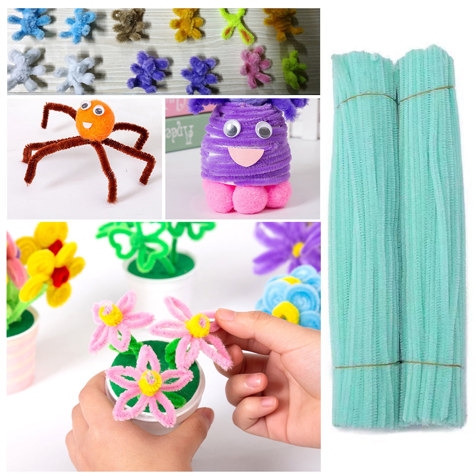 YIFAEUX 200Pcs Colorful Plush Pipe Cleaners Craft Kit Flexible & Bendable Wire Chenille Stems DIY Craft Decoration Making Kit Art Project Craft Projects Supplies for Kids Girls Beginner