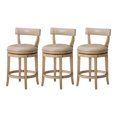 thumbnail image 1 of Maven Lane Alexander Counter Stool, Weathered Oak with Vegan Leather, Set of 3, 1 of 6