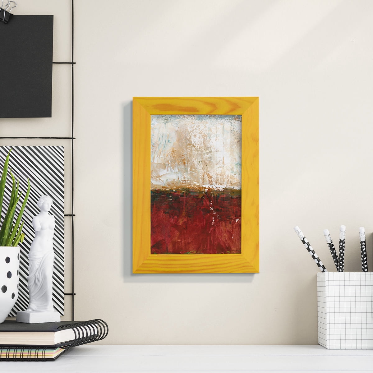 August Horizon I -Framed Print w/glass-Sunflower Yellow