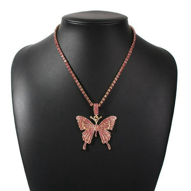 Collier Chaîne Papillon Vintage Pendentif Papillon en Strass pour Femmes