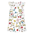 thumbnail image 6 of Curuila Toddler Girls Dress Flutter Sleeve Cartoon Print Crew Neck For School Fashionable Dresses Size 3-4 Years, 6 of 7