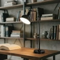 thumbnail image 3 of Industrial Adjustable Desk Lamp for Home Office, Farmhouse Table lamp, Rustic Metal Task Desk Lamp in Aged Bronze Finish, Vintage Reading Lamp for Study Room, Black, 3 of 6