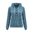 thumbnail image 7 of MLCDZ Womens Velour Hoodies Casual Loose Fit Button Hooded Long Sleeves Drawstring Sweatshirt Lightweight Breathable Golf Camping Pullovers, 7 of 7