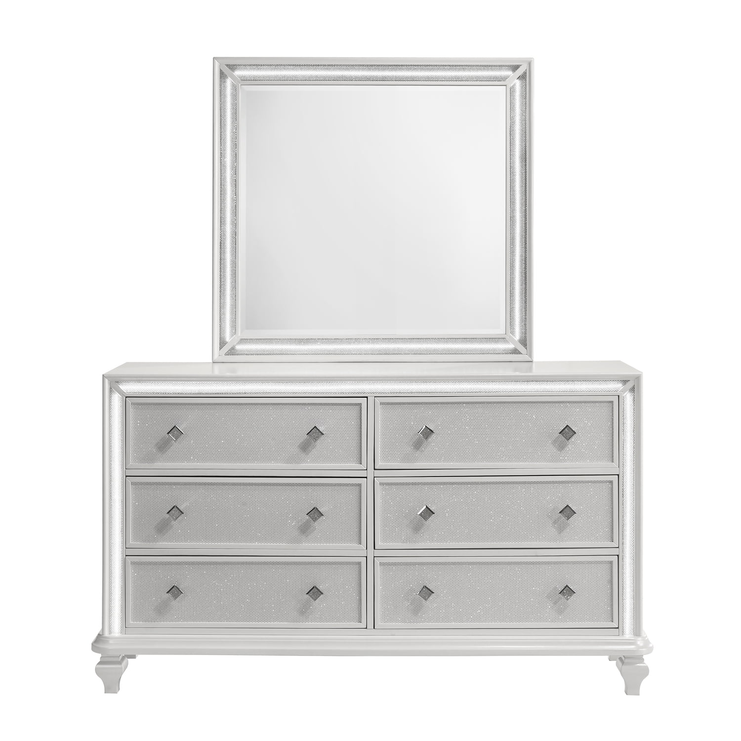 New Classic Furniture Stardust Wood 6-Drawer Dresser in White