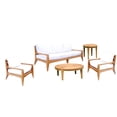 thumbnail image 4 of Noida 5 Pc Sofa Set: Sofa, 2 Lounge Chairs, 42" Round Coffee Table & Round Side Table With Cushions in Sunbrela Fabric #57003 Canvas White, 4 of 4