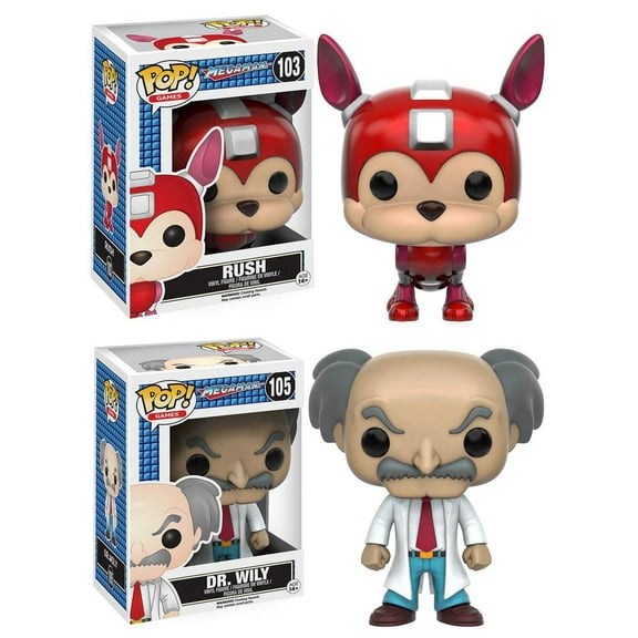 Mega Man Funko POP Vinyl Figure Set: Rush and Dr. Wily