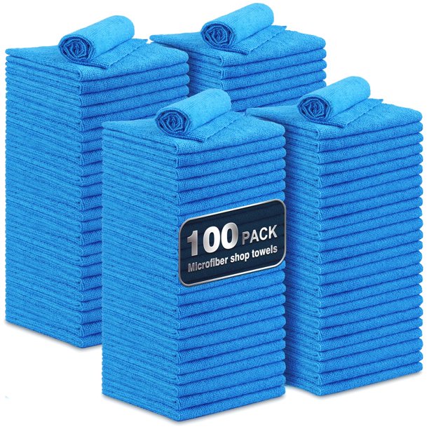 Toallas de taller UNIMADE Paquete de 100 Microfibra 29x29 cm Azul