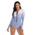 thumbnail image 2 of Ablegrid Women's Athletic Rash Guards Long Sleeve Zipper Front Swimsuit, UPF 50+ Sun Protection, 2 of 8