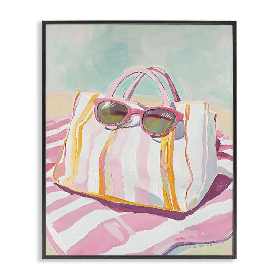 Stupell Industries Beach Bag & Sunglasses Black Framed Giclee Art, design by The Prints Vibe