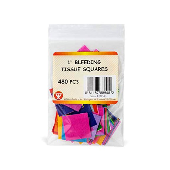 Hygloss Mosaic Tissue Paper Squares – 480 1-Inch Assorted Colors for Crafts & Classroom
