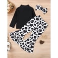 thumbnail image 4 of Gzhioc Toddler Girls Autumn Outfit Sets Solid Color Tops + Leopard/Cow Head/Floral/Striped Pants + Headband,6 Months-5 Years, 4 of 9