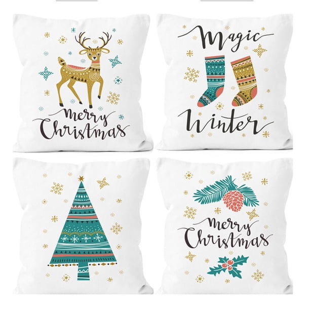 Teissuly 4Pcs Christmas Pillow Covers, Winter Throw Pillow Covers Cushion Case for Holiday Home Sofa Couch Teissuly WER2023112006414